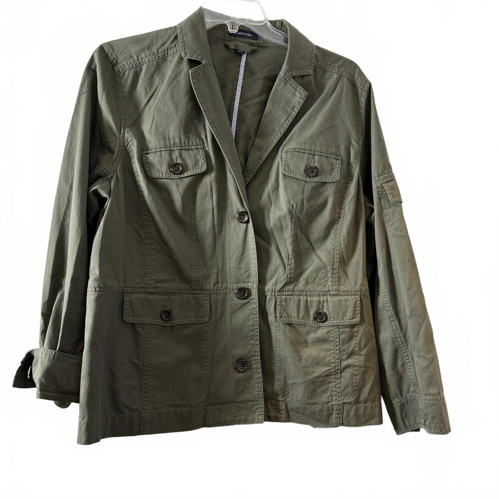 LANDS' END Chore Utility Jacket. Army Green Wms XL (18-20) 100% Cotton. GorpCore